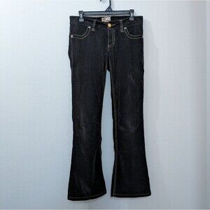 Twill Twenty Two Women's Black Velvet Low Rise Flared Velour Pants Women's 26